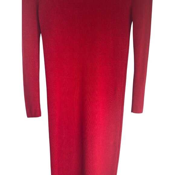 ZARA Medium Knit Red Long-Sleeve Midi Bodycon Dress Slim Fit - Picture 12 of 13